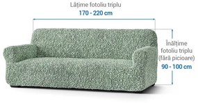 Huse bielastice FUCO bumbac bio mentă fotoliu triplu (l. 170 - 220 cm)