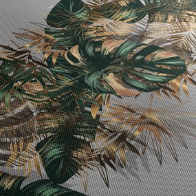 Tablou - Frunze tropicale, Galben - auriu (70x50 cm)