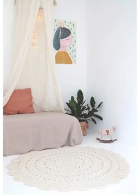 Covor croșetat manual din bumbac Nattiot Alma, ø 120 cm, alb