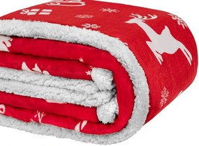 Patura rosie de miel de Craciun de la microplush CANDY BELLS Dimensiune: 160 x 200 cm