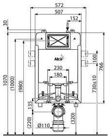 Rezervor incastrat Alcaplast, Renovmodul, slim, pentru montare in zidarie, pentru vas wc suspendat