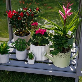 Ghivece de flori din ceramică, set de 2, alb mat, KELSO