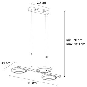 Lampă modernă suspendată neagră inclusiv LED cu 3 trepte de reglare a intensității luminii, 3 lumini - Vivé