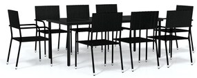 3099582 vidaXL Set de mobilier pentru grădină, 9 piese, negru