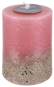 Lumanare decorativa 7x7x9 cm, glitter, roz inchis