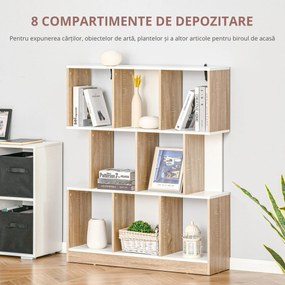 HOMCOM Bibliotecă din Lemn cu 3 Rafturi, Dimensiuni 100x30x124cm, Design Elegant pentru Organizare și Depozitare | AOSOM România