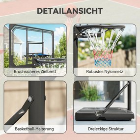 SPORTNOW Cos pentru baschet cu inaltime reglabila, 182-213 cm, Negru