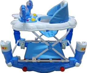 Premergator cu sistem de balansare Baby Care™ ,roti din silicon, cu melodii, Ratusca, Pliabil, Albastru
