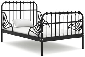 324740 vidaXL Cadru de pat extensibil, negru, 80x130/200 cm, metal