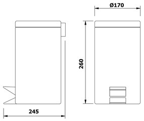 Coș de gunoi AQUALINE 27103 Simple line rotund 3l, oțel inoxidabil