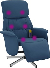 vidaXL Fotoliu de masaj rabatabil cu suport picioare, albastru, textil