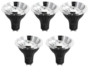 Set de 5 becuri LED GU10 cu 3 trepte de intensitate luminoasă, 70 mm, 6,5 W, 600 LM, 4000 K