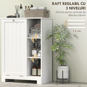 HOMCOM Dulap Modern pentru Rufe cu Coș Detașabil și  Compartimente de Depozitare, 60x38x86 cm, Alb | Aosom Romania