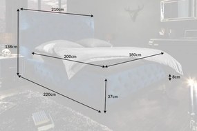 Pat elegant tapitat cu catifea albastru inchis, Paris 180x200cm