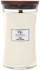 Lumânare parfumată vază mare WoodWick Linen, 609 g