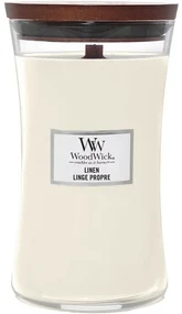 Lumânare parfumată vază mare WoodWick Linen, 609 g
