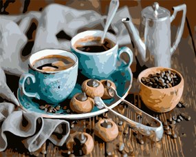 Pictura pe numere cu un cadru "Cafetiere" 50x40 cm