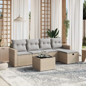 vidaXL Set canapele de grădină, 6 piese, cu perne, bej, poliratan