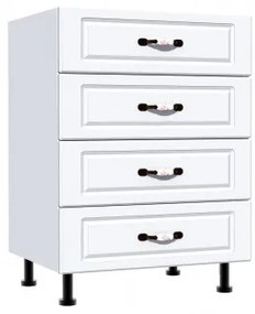 Corp inferior 60 cu 4 sertare Zebra MDF alb drept