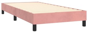 Pat box spring cu saltea, roz, 100x200 cm, catifea Roz, 100 x 200 cm, Cu blocuri patrate
