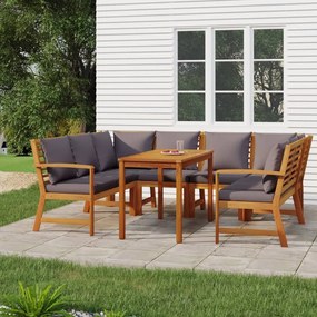 3154975 vidaXL Set mobilier de grădină cu perne, 7 piese, lemn masiv de acacia