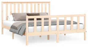 3188211 vidaXL Cadru de pat cu tăblie King Size, 150x200 cm lemn masiv pin