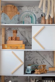 Biblioteca Pinette alb/gri/pin H190,3 cm