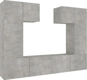 vidaXL Set dulap TV, 6 piese, gri beton, lemn prelucrat