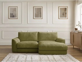 Colțar kaki cu tapițerie din chenille (cu colț pe partea dreaptă/cu șezlong) Leonore – Bobochic Paris