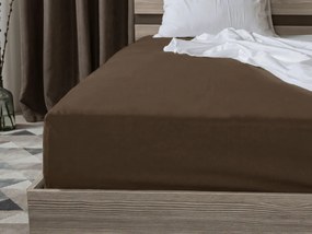 Cearsaf jersey cu lycra maro inchis 180 x 200 cm