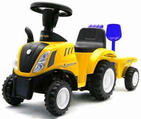 Tractor pentru copii Baby Mix cu remorcă și unelte New Holland, galben
