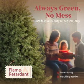 HOMCOM Brad Artificial de Crăciun de 180 cm, Brad de Crăciun Fals cu Ramuri Dense pe Balama, Bază Metalică Pliabilă, Structură pe Secțiuni Ușor de Asamblat, Verde | Aosom Romania