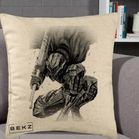 Perna Personalizata Berserk Guts Armor of Darkness Manga, 40x40 cm, Bej, Husa Detasabila, Perna Inclusa, BEKZ®