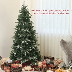 HOMCOM Brad de Crăciun Artificial cu Fulgi de Zăpadă din Cristal și 850 Ramuri Ignifuge, Ø110x180 cm, Verde | Aosom Romania