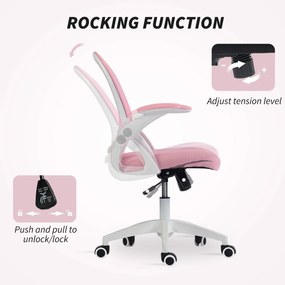 Vinsetto Scaun de Birou Ergonomic, Reglabil, cu Spătar din Plasă și Scaun Captusit, 65.5x61.5x88-97.5 cm, Roz | Aosom Romania