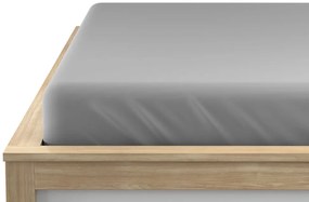 Cearsaf jersey cu elastic gri deschis, 90 x 200 cm