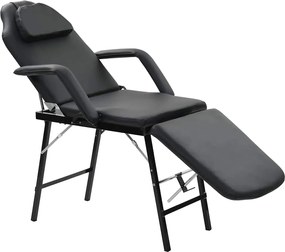 vidaXL Scaun tratament facial, înlocuitor piele, 185x78x76 cm, negru