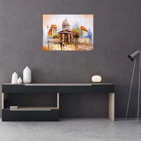 Tablou pe sticlă - Monument de oraș pictat (70x50 cm)