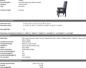 Fotoliu design clasic din piele naturala Milo, albastru 114504 HZ