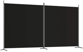 350277 vidaXL Paravan de cameră cu 2 panouri, negru, 348x180 cm, textil