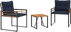 vidaXL Set de Mobilier pentru Exterior cu pernă 3 pcs Bleumarin