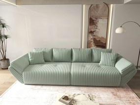 Canapea extensibilă dumonde cu ladă de depozitare si sezut confortabil din spuma high-density, Berlin Ambience Mint 300x100 cm
