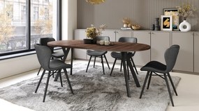 Mazzoni ALDO Stejar Maro/picioare negre - MASĂ ROTUNDĂ STIL LOFT PENTRU SALON/SUFRAGERIE EXTENSIBILĂ CU PICIOARE ÎN FORMĂ DE "Y"