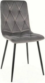 Scaun TOM, gri/negru, stofa catifelata/metal, 45x39x91 cm