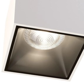 Spot LED aplicat, plafoniera design tehnic Alfa alb 7x7cm, 4000K