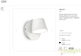 Aplica LED moderna GIM AP1 alba 167152