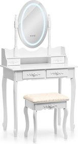 Măsuță de toaletă modernă cu oglindă ovală și iluminare LED