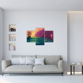 Tablou - Pictură în ulei, călătorie într-un țărăm fantastic (90x60 cm)