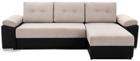 Coltar Extensibil MILANO, sezlong interschimbabil, cu lada de depozitare, 265x160x85 cm, Bej/Negru