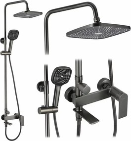 Coloana de dus cu baterie monocomanda gri periat Rea Storm